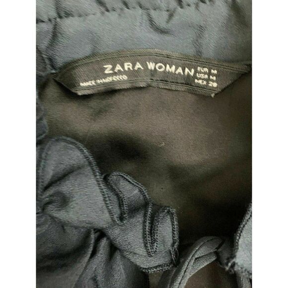 Zara Womens Solid Navy Blue Ruffle Tank Mini Dress Medium - Picture 5 of 6